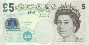 £5 GPB English Pounds 