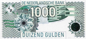 1000 NLG Dutch Guilder Banknote