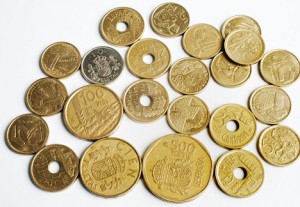 Pile of Peseta coins